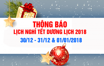 Thông báo lịch nghỉ tết dương lịch 2018