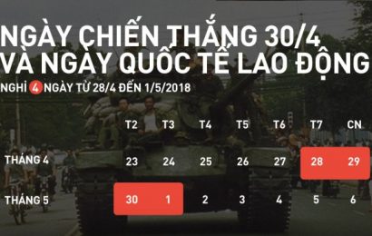 [THÔNG BÁO] LỊCH NGHỈ LỄ 30/4 & 1/5 – phỏm tá la miễn phí
