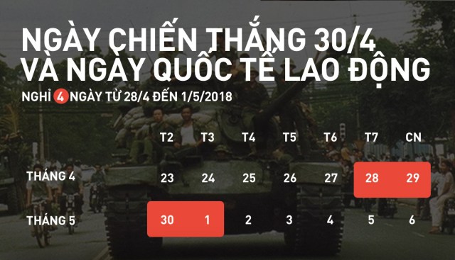 [THÔNG BÁO] LỊCH NGHỈ LỄ 30/4 & 1/5 – phỏm tá la miễn phí
