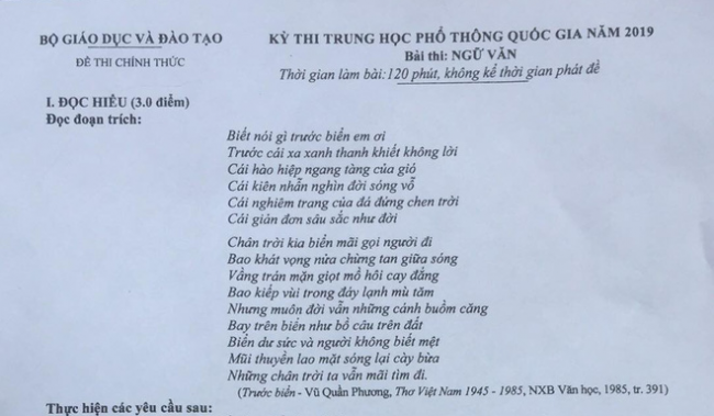 Đề thi ngữ văn THPT Quốc gia 2019 và 1 số kênh tham khảo gợi ý đáp án